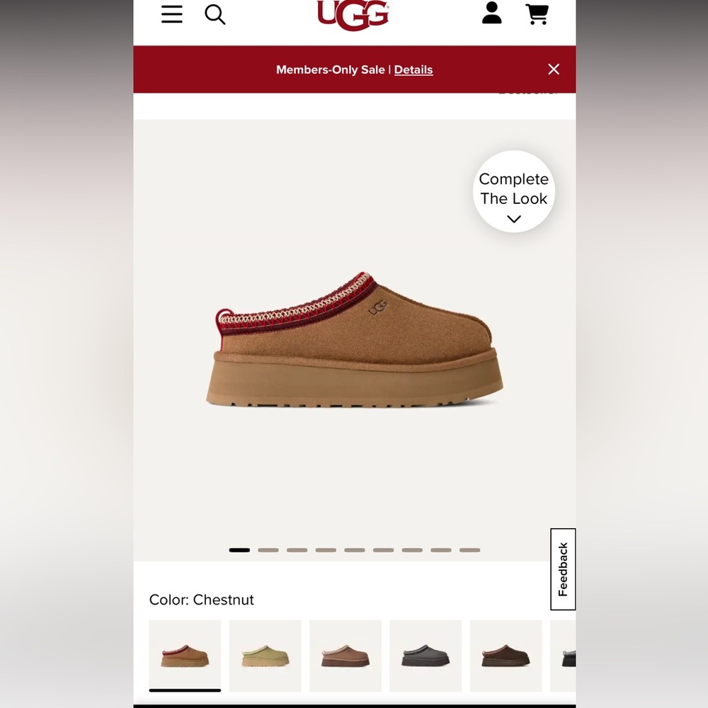 UGG Chestnut Slippers with Red Trim